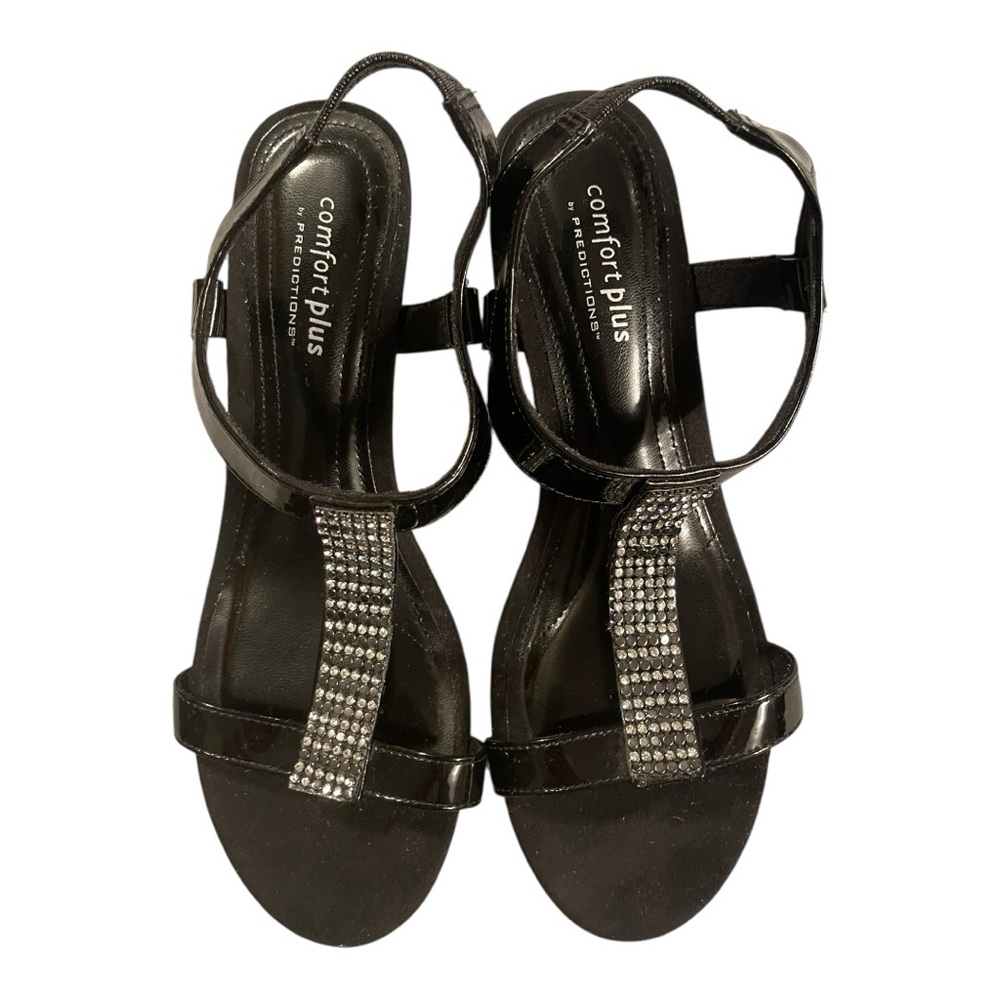 Elegant Black Low Wedge w/ Rhinestones - Picture 5 of 6